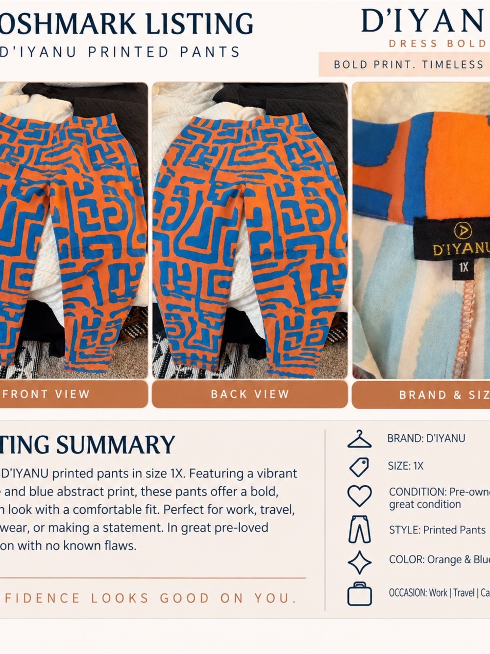 D'IYANU Orange & Blue Printed Sweatpants